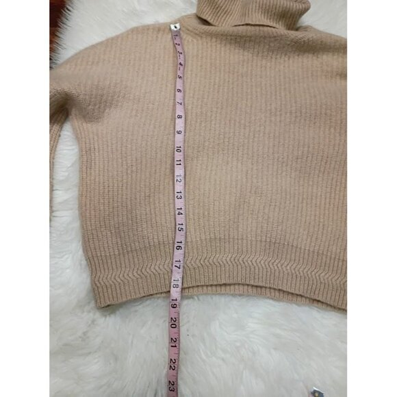 Joie Cashmere Ribbed L Turtleneck Sweater Cropped Beige Soft Pink - Picture 10 of 11